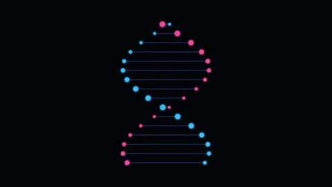 Minimalist digital dna helix structure against a dark black background Stock Footage 338310740