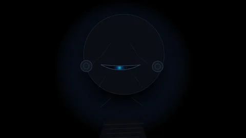 Minimalist digital eye animation pulsing with cyan light against deep dark .. Stock Footage 345276923