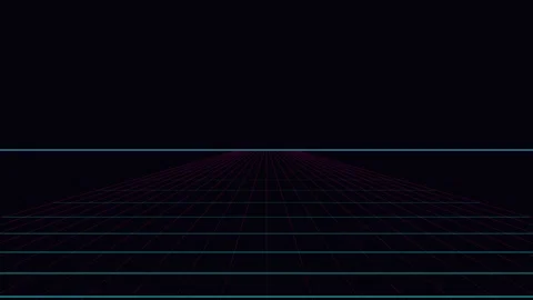 Minimalist digital grid landscape with a dark horizon and glowing lines Video stock 338310030