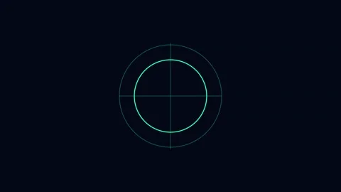 Minimalist digital hud target overlay with pulsing cyan reticle for sci-fi ui Stock Footage 338189022