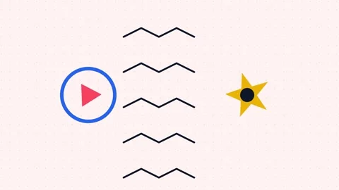 Minimalist digital illustration featuring a blue circle, waves, and a star 動画素材 338310574