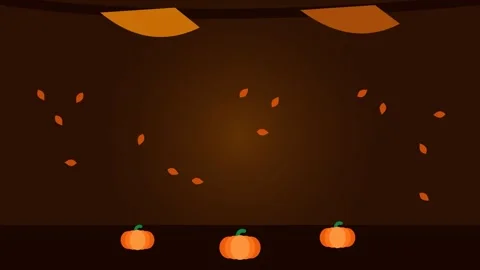 Minimalist digital illustration of three pumpkins on a dark autumn background 스톡 동영상 338310245