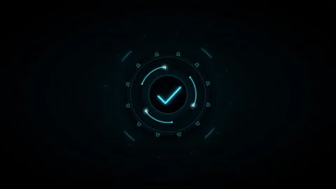 Minimalist digital interface with bright cyan checkmark and segmented circu.. 動画素材 335826499