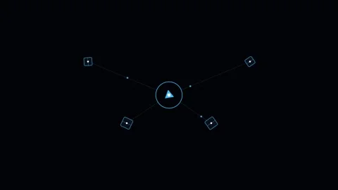 Minimalist digital interface with a central hub and connected node points Stock Footage 338311246
