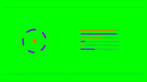 Minimalist digital interface with a circular target and horizontal bar graphs Stock Footage 340265064