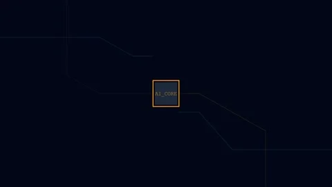 Minimalist digital interface design featuring a central ai core text box Video stock 335118001