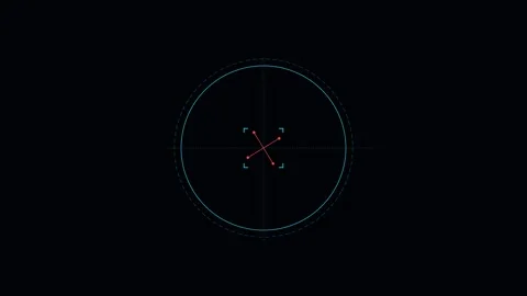 Minimalist digital interface design featuring a glowing circular target retic Видео 338309886