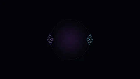 Minimalist digital interface design featuring two small glowing neon icons Stock Footage 338311372