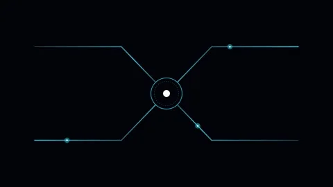 Minimalist digital interface design with glowing cyan lines and a central dot Stock Footage 338311307