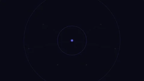 Minimalist digital interface featuring a glowing blue central point on black Stock Footage 338310828
