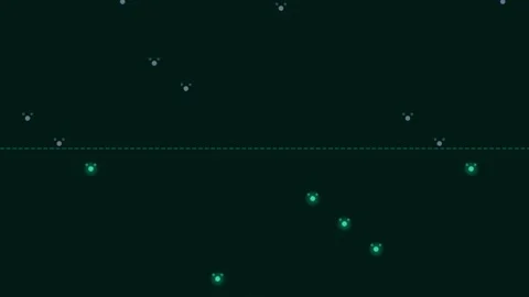 Minimalist digital interface with a horizontal dotted line on black backgroun Stock Footage 339618464