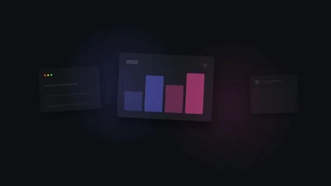 Minimalist digital interface showcasing bar charts and data dashboard element Stock Footage 339619070