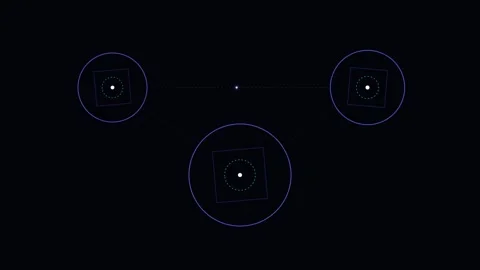 Minimalist digital interface with three glowing circular targeting nodes Stock Footage 338311297