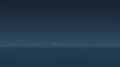 Minimalist digital landscape featuring a glowing circle in a night sky 库存影片 335149841
