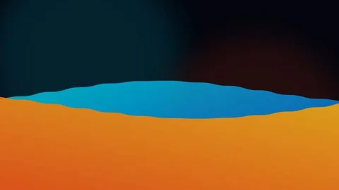 Minimalist digital landscape featuring vibrant orange and blue color layers 库存影片 338310648