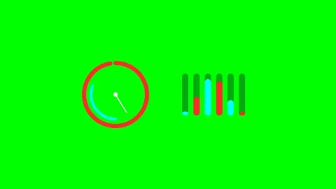 Minimalist digital loading and performance bar interface on green background Stock Footage 340265027