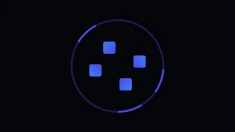 Minimalist digital loading circle animation with four blue square elements Vídeos de archivo 338309655