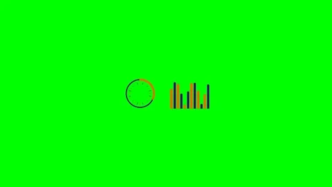 Minimalist digital loading circle animation with dynamic bar chart overlay Stock Footage 340903338
