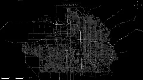 Minimalist digital map of Salt Lake City, dense urban grid, complex road Stock Footage 346303108