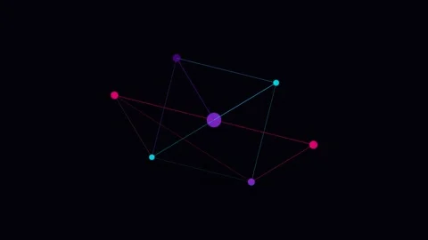 Minimalist digital network nodes connected by lines on a black background Stock Footage 338310088
