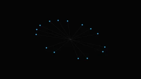 Minimalist digital network nodes connected by lines on a black background Stock Footage 339617149