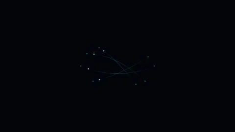 Minimalist digital network nodes glowing against a deep black background 库存影片 338310149