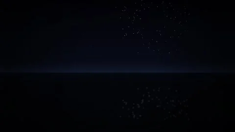 Minimalist digital night sky featuring abstract particle motion patterns re.. Stock Footage 345169340