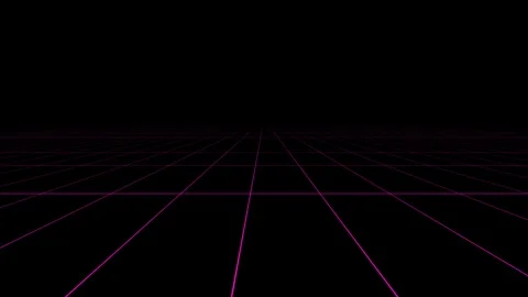 Minimalist digital perspective grid with glowing pink lines on black Stock Footage 335145773