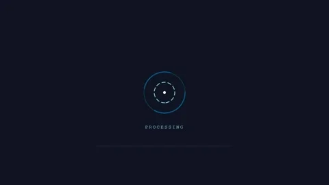 Minimalist digital processing loading animation with rotating circular hud Stock Footage 338189076