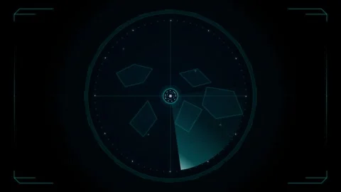 Minimalist digital radar display with abstract geometric shapes and a subtl.. 動画素材 335826681