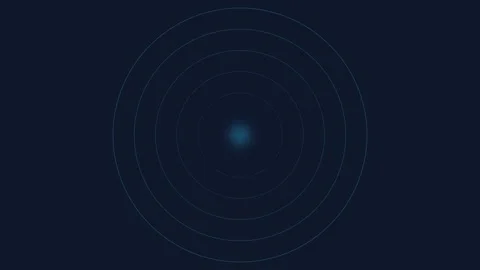 Minimalist digital radar graphic with concentric dashed circles and light Stock Footage 339616420
