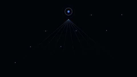 Minimalist digital radar interface with a central blue glowing light point Stock Footage 338311292