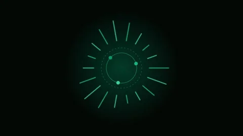 Minimalist digital radar interface with glowing green circular light patterns Stock Footage 338311211