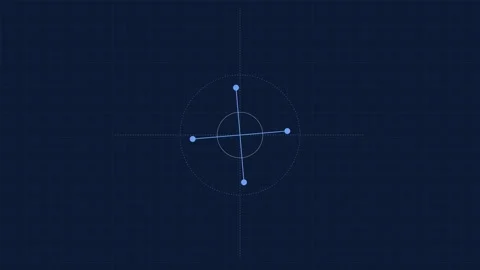 Minimalist digital radar interface with intersecting lines on dark background Stock Footage 338312017