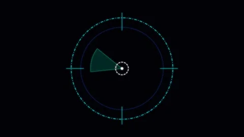 Minimalist digital radar interface with a scanning circular light display Video stock 338310582
