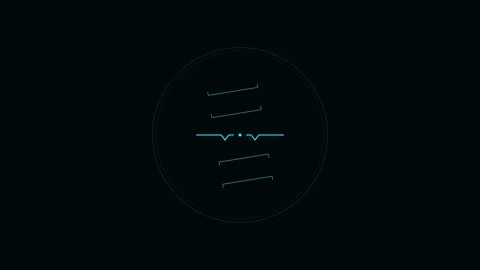 Minimalist digital radar scope interface with glowing cyan lines on black Stock Footage 336263324