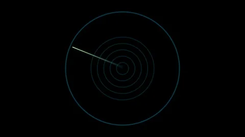 Minimalist digital radar screen interface with a rotating scanning beam Video stock 335117134
