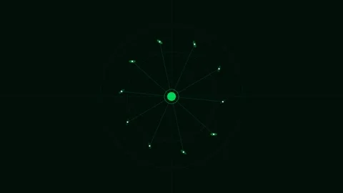 Minimalist digital radar screen interface with glowing green data points Video stock 338312045