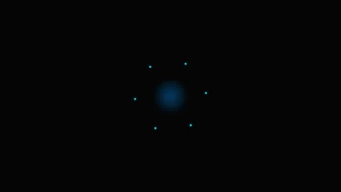 Minimalist digital representation of an atom structure on black background Stock Footage 339617643