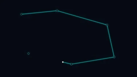 Minimalist digital representation of points connected by a single line segmen Stockbeeldmateriaal 338310187