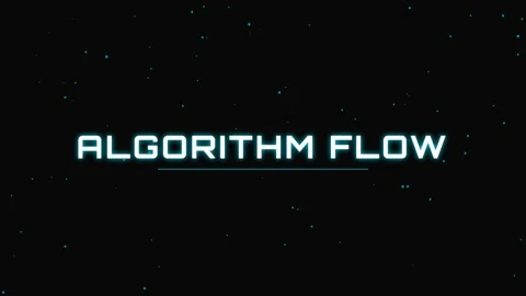 Minimalist digital screen display showing 'ALGORITHM FLOW' concept on black.. Stock Footage 337655514