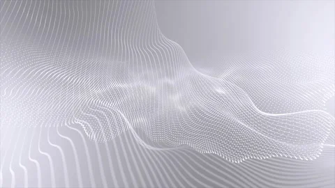 Minimalist Digital White Particle Wave Mesh with Smooth Flowing Particles Stock Footage 337929572