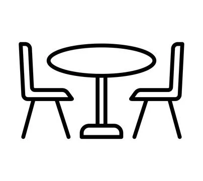 Minimalist dining table with two chairs in simple line art style Illustrazione stock