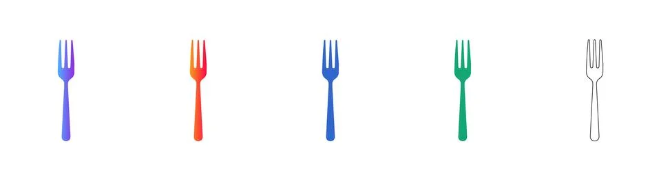 Minimalist Dinner Fork Icon Collection Stock Illustration
