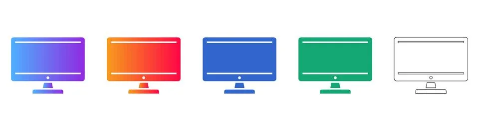 Minimalist Display Screen Icon Set Stock Illustration