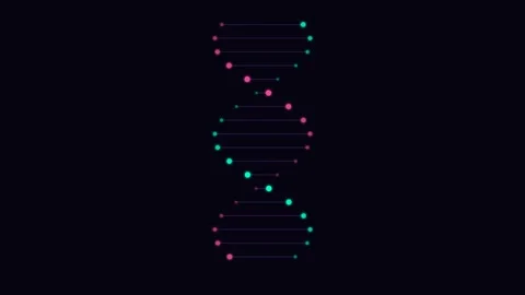 Minimalist dna double helix structure with vibrant pink and cyan dots Stock Footage 338311988