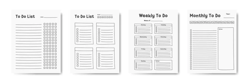 Minimalist To-Do List Planner Templates Stock Illustration