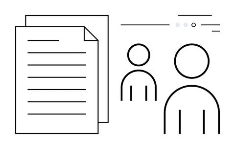 Minimalist Document and User Interaction Concept with Simple Line Art Symbols Stock Illustration