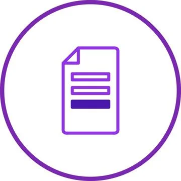 Minimalist Document Icon in Purple Circle: Representing Information and Org.. Stock Illustration