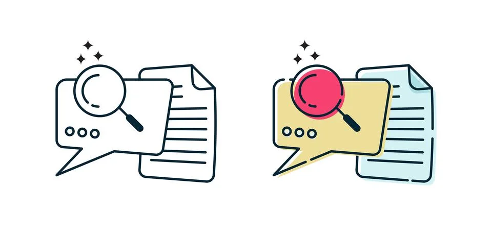 Minimalist document research concept flat illustration with outline Illustrazione stock